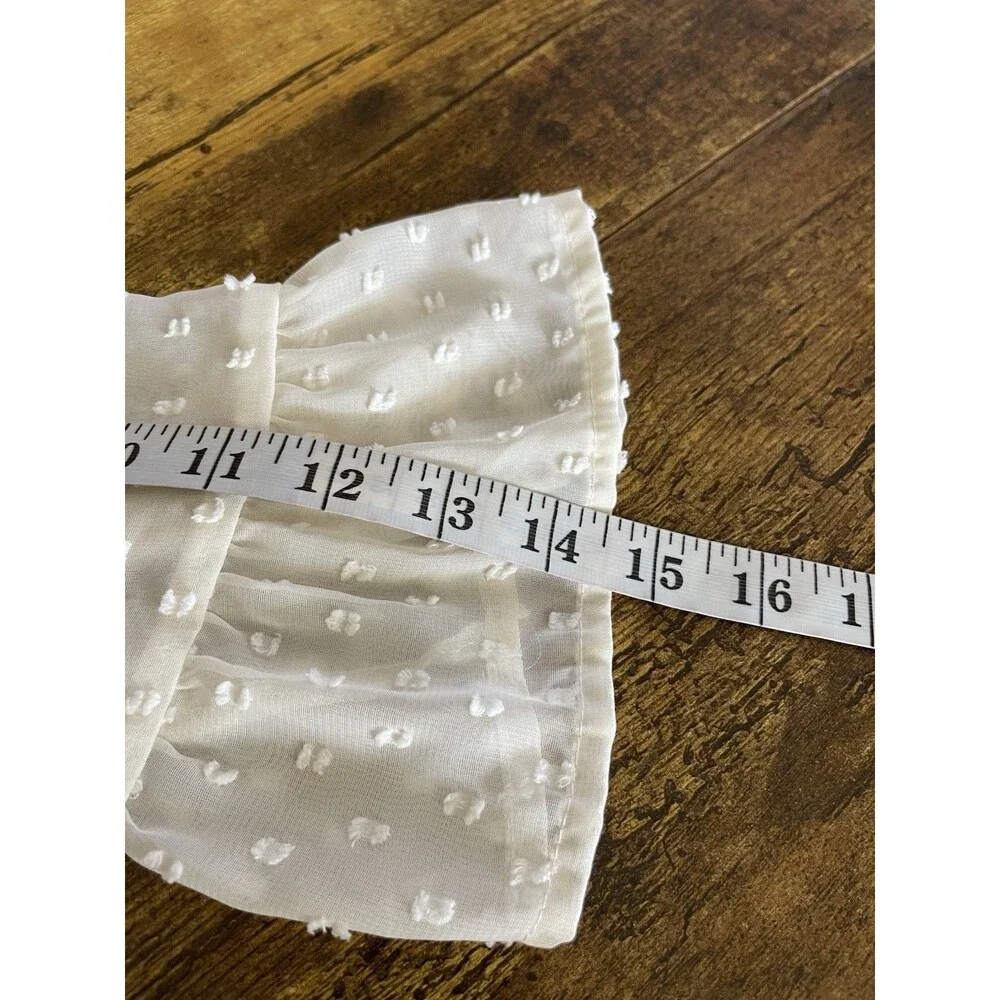 Women's Swiss-Dot Sheer Tie Front Flutter Short Sleeve Swim Coverup Sheer Ivory